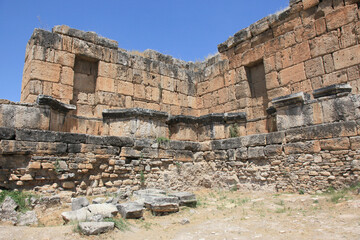 Hierapolis ancient city ruins, Pamukkale, Denizli, Turkey.