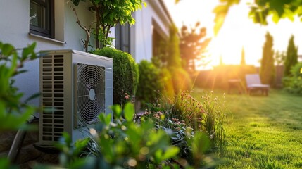 Air Source Heat Pump in Front of House
