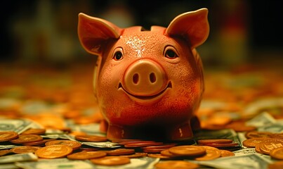 Piggy bank for money on an abstract background.