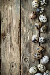 quail eggs on a wooden background. Selective focus