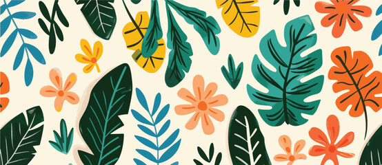 Fototapeta premium Summer tropical summer leaves and foliage background design