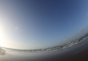 Coastline of the North Sea, landscape with slight fisheye lens effect