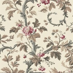 French Baroque floral wallpaper seamless pattern