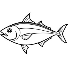 Amberjack fish line art, white background  - obrazy, fototapety, plakaty