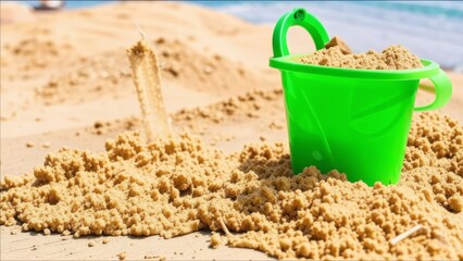 Child's bucket in the sandbox.