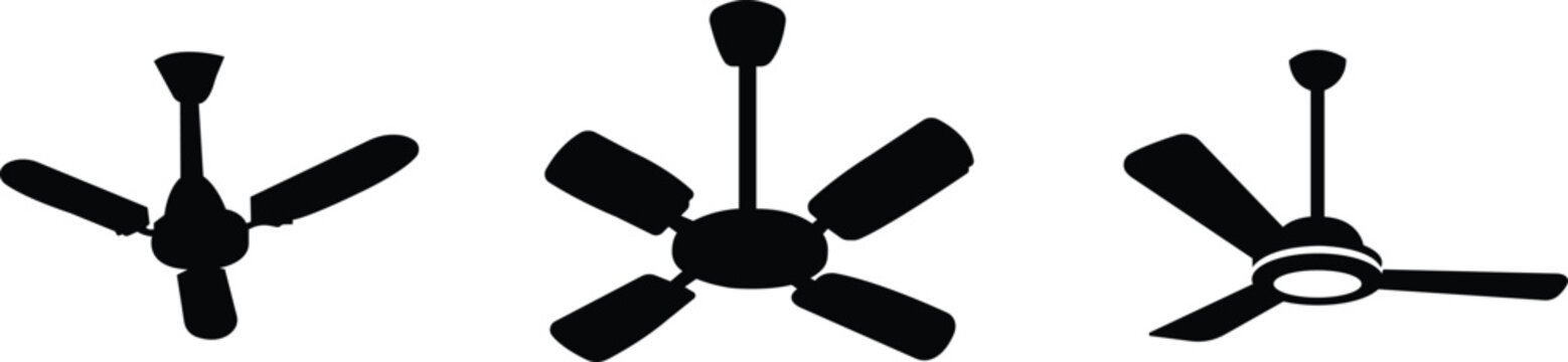 Electric Fan Icons set. Multi Series. Ceiling Fans, Propellers flat Vector . Electric Indoor Fans Symbol Pack. Air Conditioning, Cooling, Climate Control Technology. Household Appliance Isolated
