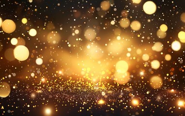 Fototapeta premium Gold sparkles on a black background.