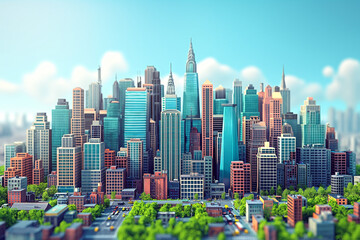 Obraz premium A cityscape with tall buildings and a green park in the middle