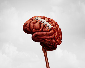 CTE Brain Disorder or Chronic traumatic encephalopathy symbol as a Sports neurological Injury causing a Concussion as football injuries in a human head