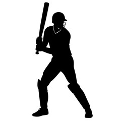 A cricket player pose vector silhouette, white background (7)