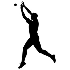 A cricket player pose vector silhouette, white background (12)