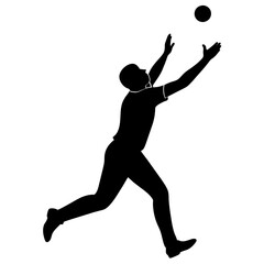 A cricket player pose vector silhouette, white background (19)