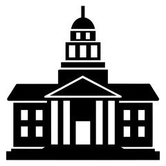 a university vector silhouette, black color silhouette, white background (22)