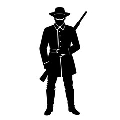 American civil war soldier vector silhouette, black color silhouette (1)