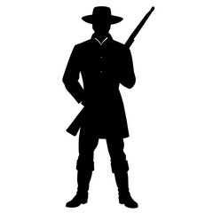 American civil war soldier vector silhouette, black color silhouette (16)