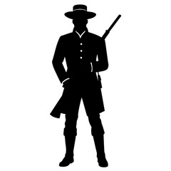 American civil war soldier vector silhouette, black color silhouette (14)