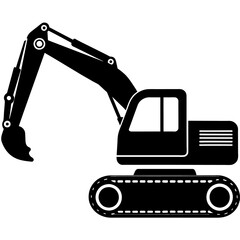 Excavator silhouette, vector silhouette, black color silhouette, white background (2)