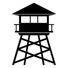 Lifeguard tower vector silhouette, black color silhouette, white background (3)