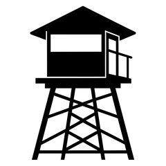 Lifeguard tower vector silhouette, black color silhouette, white background (47)