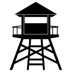 Lifeguard tower vector silhouette, black color silhouette, white background (46)