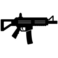 machine gun vector silhouette, black color silhouette, white background (12)