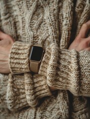 A woman wearing an apple watch.