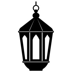 Ramadan Lantern vector silhouette, black color silhouette, white background (18)
