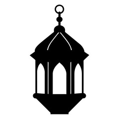 Ramadan Lantern vector silhouette, black color silhouette, white background (19)