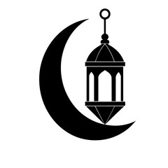 Ramadan Lantern vector silhouette, black color silhouette, white background (32)
