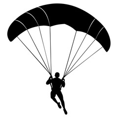 Ski parachute gliding with a man silhouette, vector silhouette (10)