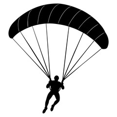 Ski parachute gliding with a man silhouette, vector silhouette (8)