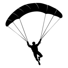 Ski parachute gliding with a man silhouette, vector silhouette (11)