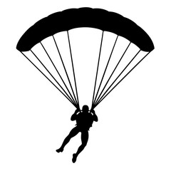 Ski parachute gliding with a man silhouette, vector silhouette (12)