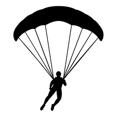 Ski parachute gliding with a man silhouette, vector silhouette (15)