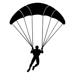Ski parachute gliding with a man silhouette, vector silhouette (13)
