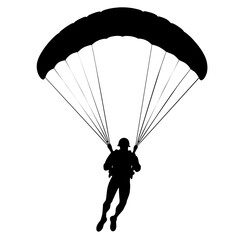 Ski parachute gliding with a man silhouette, vector silhouette (16)