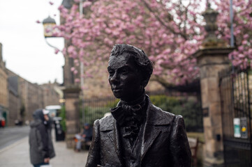 Robert Fergusson Statue in Edinburgh, Scotland, UK