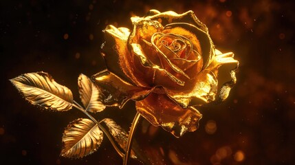 Golden Rose Background. Luxurious Nature Wallpaper.
