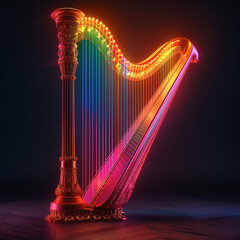 Illuminated Harp with Colorful Light Trails