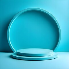 Top View of Abstract Light Blue Crystal Background Turquoise Podium for Product Advertisement or Promotions with Round Geometric Shape, Graphic Resources,
