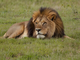 Regal lion in golden savanna. power, grace, and majestic beauty.