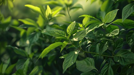 Obraz premium Green chili tree in close up