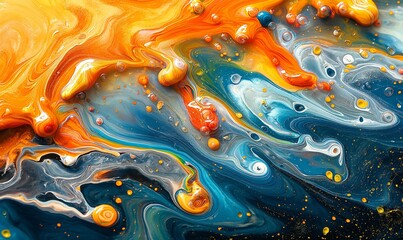 Colorful Abstract Fluid Art Painting.