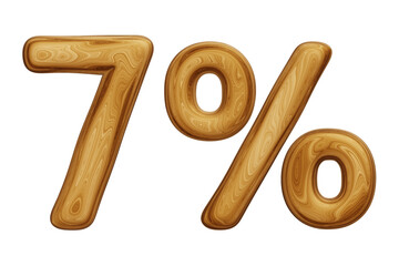 Wooden 7 percent for sale, discount, promotion and business concept 