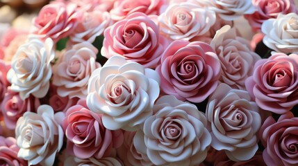 Bouquet of Pink and White Roses