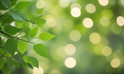 Blurred green leaves with bokeh effect