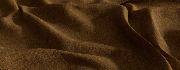 Mid Yellow Textile with Wrinkles and Folds. Luxury Surface Banner.