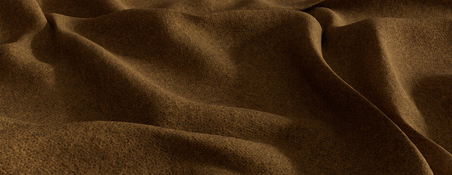 Mid Yellow Textile with Wrinkles and Folds. Luxury Surface Banner.