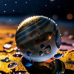 Globe with water drops on a black background. Elements of this image furnished by NASA