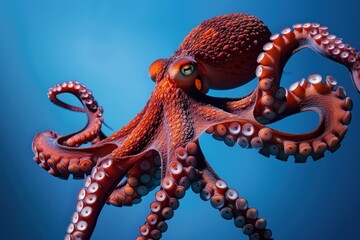 Naklejka premium A large octopus is swimming in the ocean